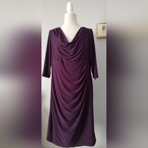 Ralph Lauren dress Size 16 Color Purple Polyester And Elastane 3/4 Sleeves Midi